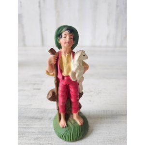 Vintage Shepherd boy sheep nativity figurine accessory Xmas tree